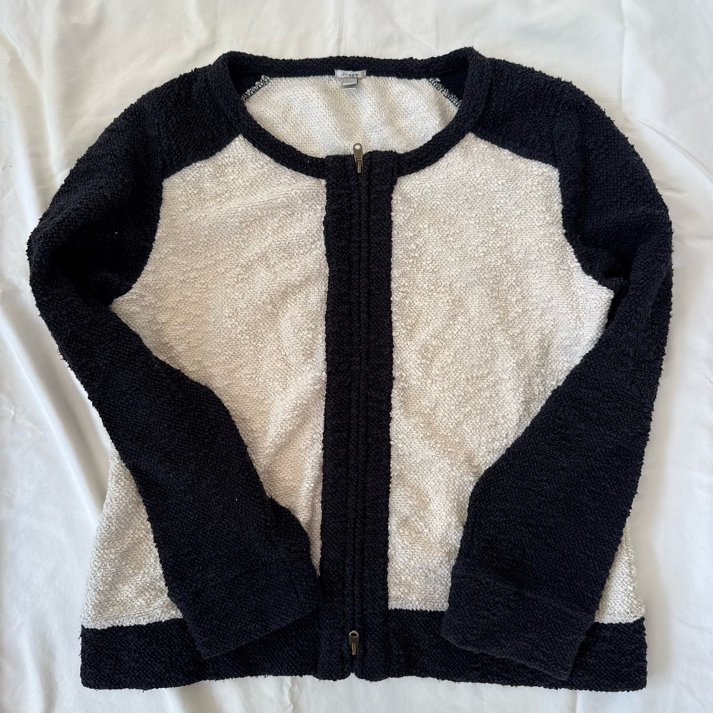 JCrew front zipper jacket/ sweater Black and White Women's L